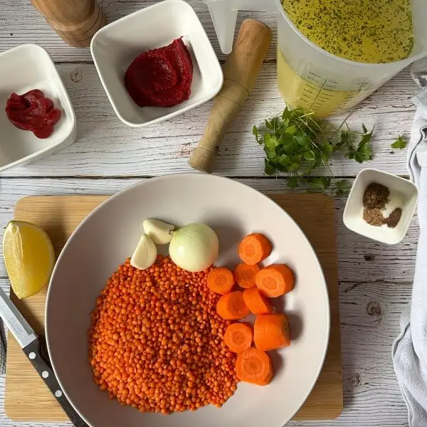 Zutaten für Linsensuppe