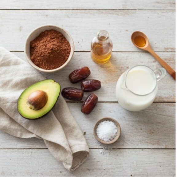 Zutaten für ein gesundes Schoko Dessert